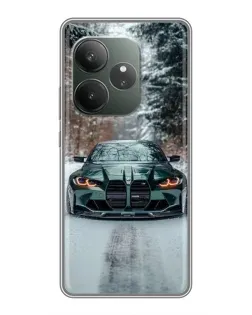 Чехол для Huawei nova 16z с картинкой «BMW в зимнем лесу»