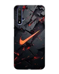 Чехол для Huawei Nova 5T с картинкой «Nike — эффект разломов»
