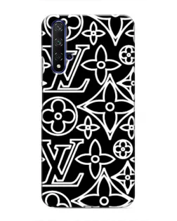 Чехол для Huawei Nova 5T с картинкой «Черно-белый узор LV»