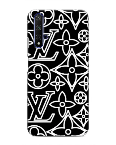 Чехол для Huawei Nova 5T с картинкой «Черно-белый узор LV»
