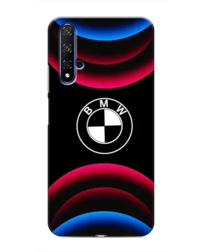 Чехол для Huawei Nova 5T с картинкой «Логотип BMW и неоновые дуги»