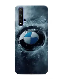 Чехол для Huawei Nova 5T с картинкой «Логотип BMW — лед»