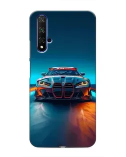 Чехол для Huawei Nova 5T с картинкой «BMW — огни неона»