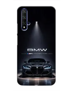 Чехол для Huawei Nova 5T с картинкой «BMW сквозь ночной город»