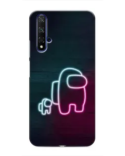 Чехол для Huawei Nova 5T с картинкой «Among Us неон-арт»