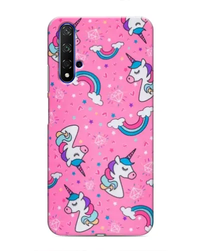 Чехол для Huawei Nova 5T с картинкой «Unicorn паттерн розовый»
