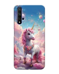 Чехол для Huawei Nova 5T с картинкой «Единорог среди облаков»