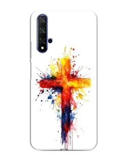 Чехол для Huawei Nova 5T с картинкой «Акварельный крест»