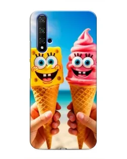 Чехол для Huawei Nova 5T с картинкой «Спанч Боб мороженое»