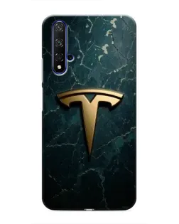 Чехол для Huawei Nova 5T с картинкой «Мраморная Tesla Gold»