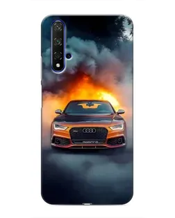 Чехол для Huawei Nova 5T с картинкой «Audi в огненном дыму» Чехол для Huawei Nova 5T с картинкой «Audi в огненном дыму»