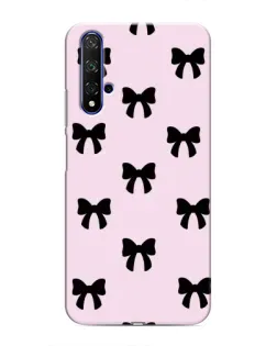 Чехол для Huawei Nova 5T с картинкой «Черные банты Coquette»