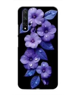 Чехол для Huawei Nova 5T с картинкой «Фиолетовые цветы с росою»