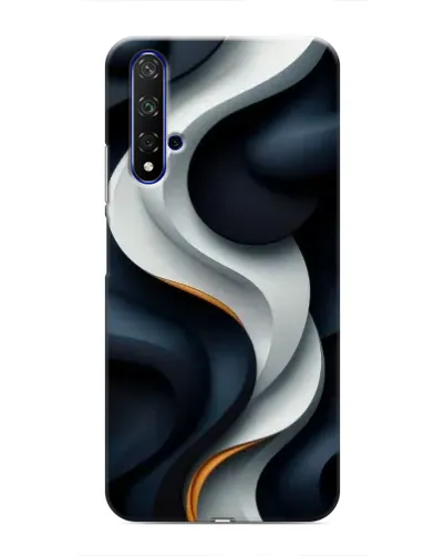 Чехол для Huawei Nova 5T с картинкой «Объемные черно-белые ленты» Чехол для Huawei Nova 5T с картинкой «Объемные черно-белые ленты»