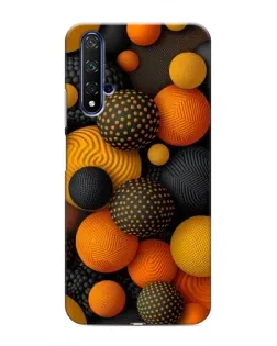 Чехол для Huawei Nova 5T с картинкой «Объемные оранжевые сферы»