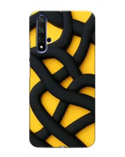 Чехол для Huawei Nova 5T с картинкой «Черное желтое переплетение»