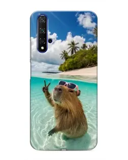 Чехол для Huawei Nova 5T с картинкой «Капибара на море»