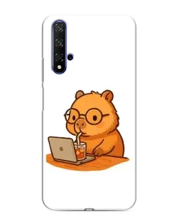 Чехол для Huawei Nova 5T с картинкой «Капибара с ноутбуком»