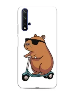 Чехол для Huawei Nova 5T с картинкой «Капибара на самокате»