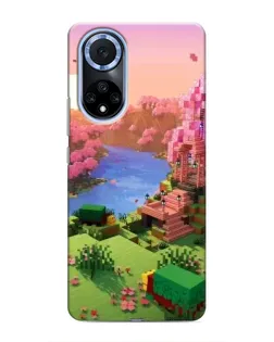Чехол для Huawei Nova 9 SE с картинкой «Розовое дерево Minecraft»