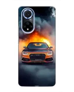 Чохол для Huawei Nova 9 SE з картинкою «Audi у вогняному диму»