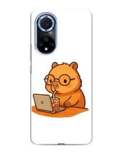 Чохол для Huawei Nova 9 SE з картинкою «Капібара з ноутбуком»