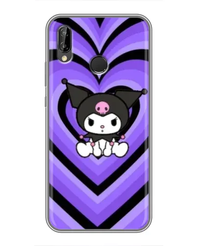 Чехол для Huawei P Smart 2019 с картинкой «Kuromi и фиолетовые сердца»