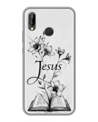 Чехол для Huawei P Smart 2019 с картинкой «Цветы и Библия»