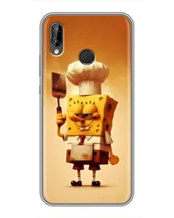 Чехол для Huawei P Smart 2019 с картинкой «Губка Боб повар»