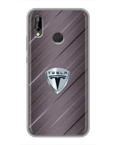 Чехол для Huawei P Smart 2019 с картинкой «Металлическая текстура Tesla»