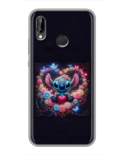 Чехол для Huawei P Smart 2019 с картинкой «Stitch в цветах»