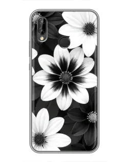 Чехол для Huawei P Smart 2019 с картинкой «Монохромные астры»