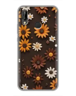 Чехол для Huawei P Smart 2019 с картинкой «Узор из маленьких подсолнухов»