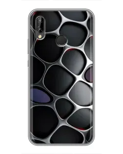 Чехол для Huawei P Smart 2019 с картинкой «Объемная темная решетка»