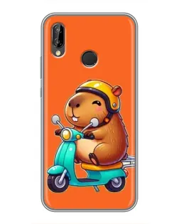 Чехол для Huawei P Smart 2019 с картинкой «Капибара на скутере» Чехол для Huawei P Smart 2019 с картинкой «Капибара на скутере»