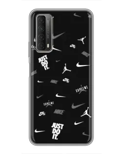 Чехол для Huawei P Smart 2021 с картинкой «Nike Black Pattern»