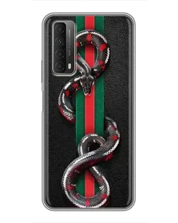 Чехол для Huawei P Smart 2021 с картинкой «Gucci — змея на полосе» Чехол для Huawei P Smart 2021 с картинкой «Gucci — змея на полосе»