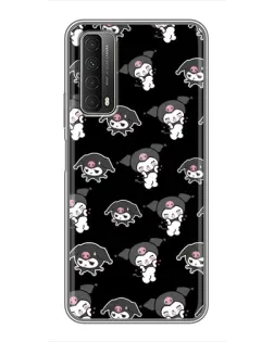 Чехол для Huawei P Smart 2021 с картинкой «Черный паттерн Kuromi»