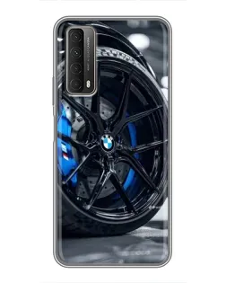 Чехол для Huawei P Smart 2021 с картинкой «Колесо BMW вблизи»