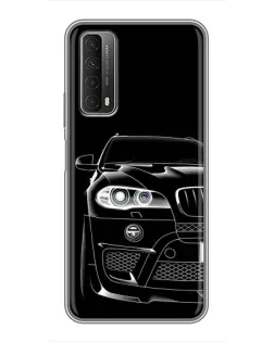 Чехол для Huawei P Smart 2021 с картинкой «Темный силуэт BMW»