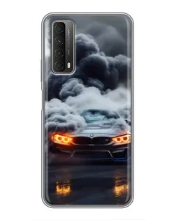 Чехол для Huawei P Smart 2021 с картинкой «BMW в дыму»