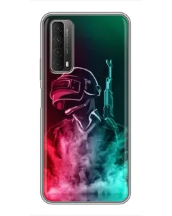 Чехол для Huawei P Smart 2021 с картинкой «PUBG — огненный воин»