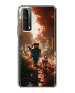Чехол для Huawei P Smart 2021 с картинкой «Стив в лесу»