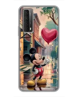 Чехол для Huawei P Smart 2021 с картинкой «Микки и шарик-сердце»