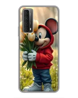 Чехол для Huawei P Smart 2021 с картинкой «Микки с тюльпанами»