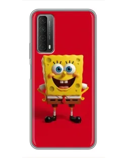 Чехол для Huawei P Smart 2021 с картинкой «Спанч Боб на красном»