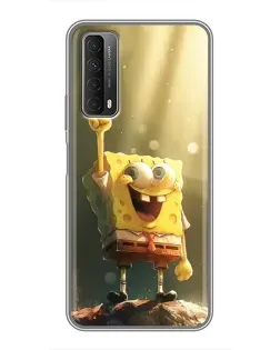 Чехол для Huawei P Smart 2021 с картинкой «Сияющий Спанч Боб»