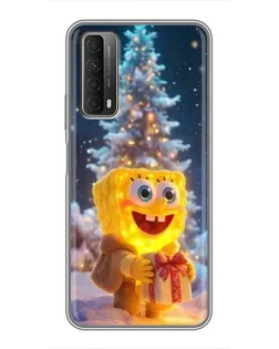 Чехол для Huawei P Smart 2021 с картинкой «Рождественский Спанч Боб»