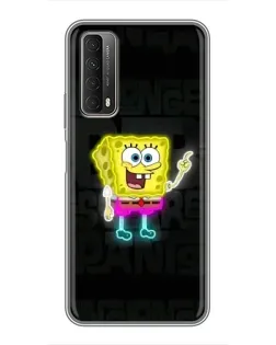Чехол для Huawei P Smart 2021 с картинкой «Неоновый Губка Боб»