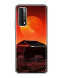 Чехол для Huawei P Smart 2021 с картинкой «Cybertruck на Марсе»